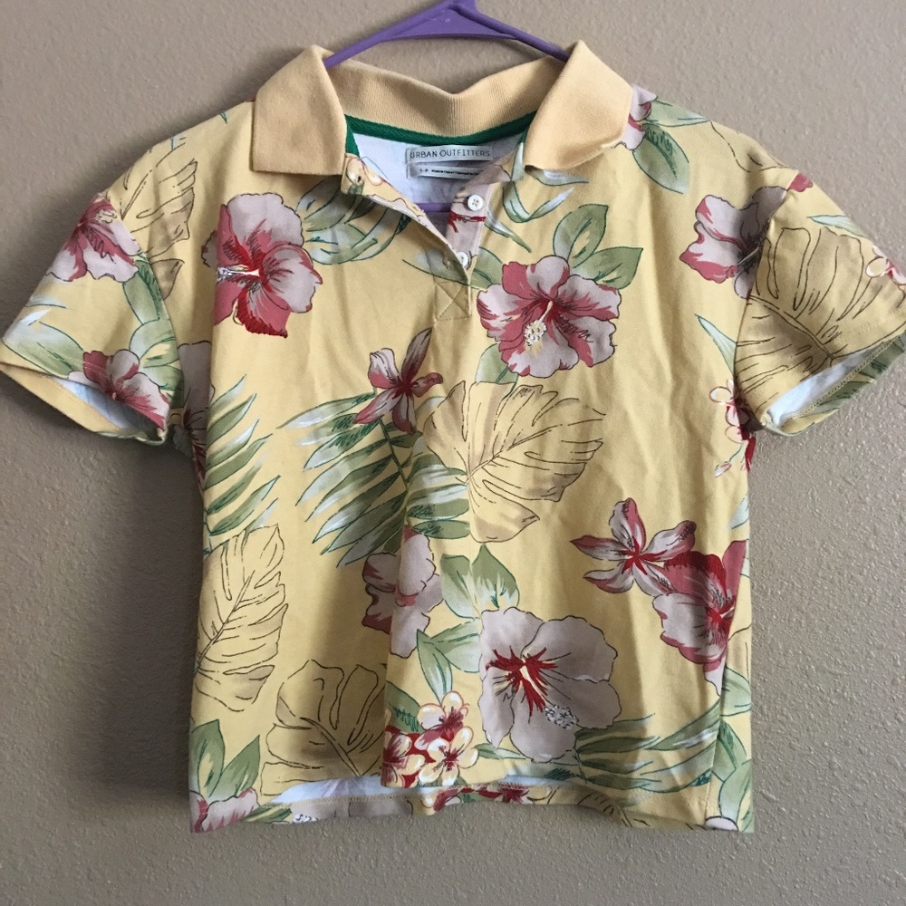 Urban Outfitters Yellow Hawaiian Floral Top